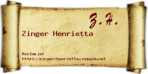 Zinger Henrietta névjegykártya